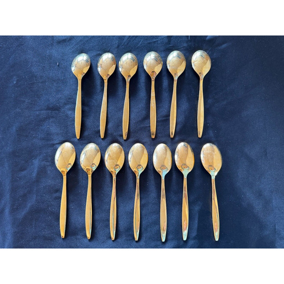 Royalton Antigua 31 PC Gold Electroplate Flatware Spoons Forks Ladle Slot Spoon+ - Picture 7 of 10
